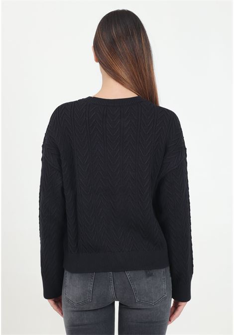 Black women's sweater with woven design and logo ARMANI EXCHANGE | 6DYM1CYMZ1Z1200